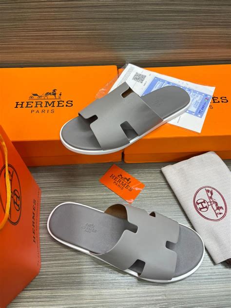 hermes slippers grey|hermes slippers for men.